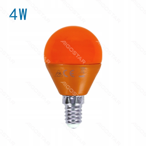 

Żarówka Led Kulka 4W G45 E14 Pomarańczowa