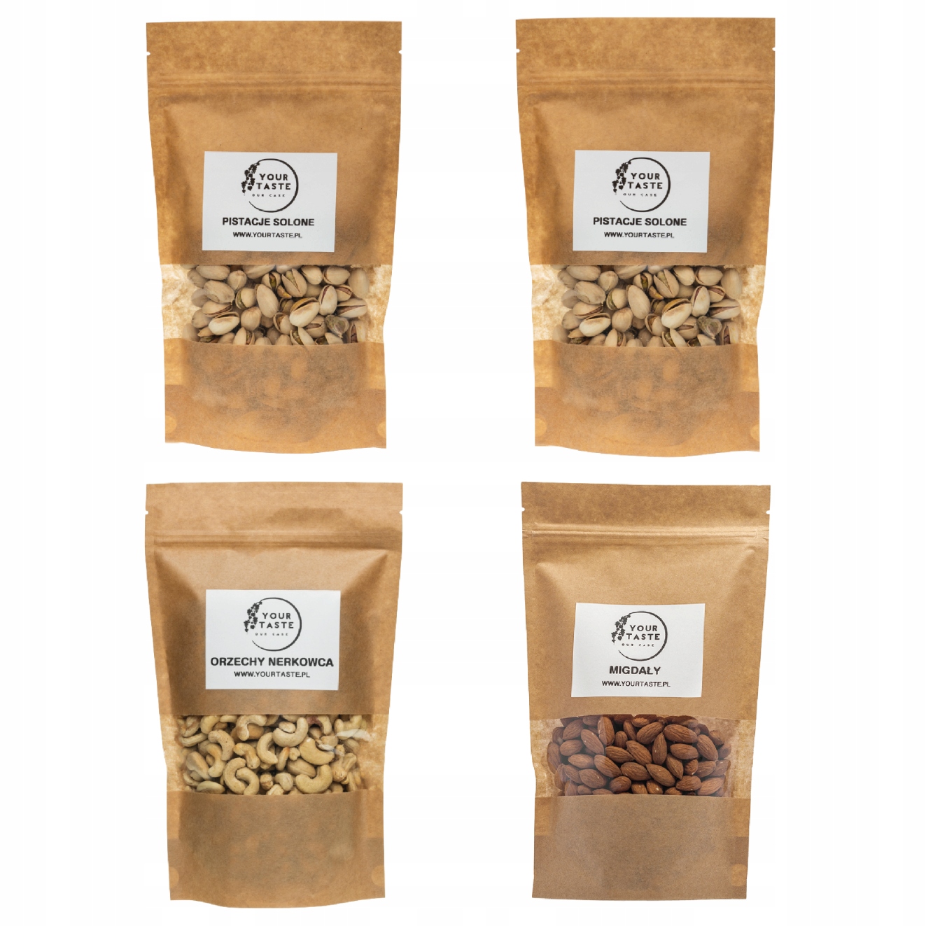 Sada Your Taste 2x Pistácie solené 500g Kešu ořechy 500g mandle