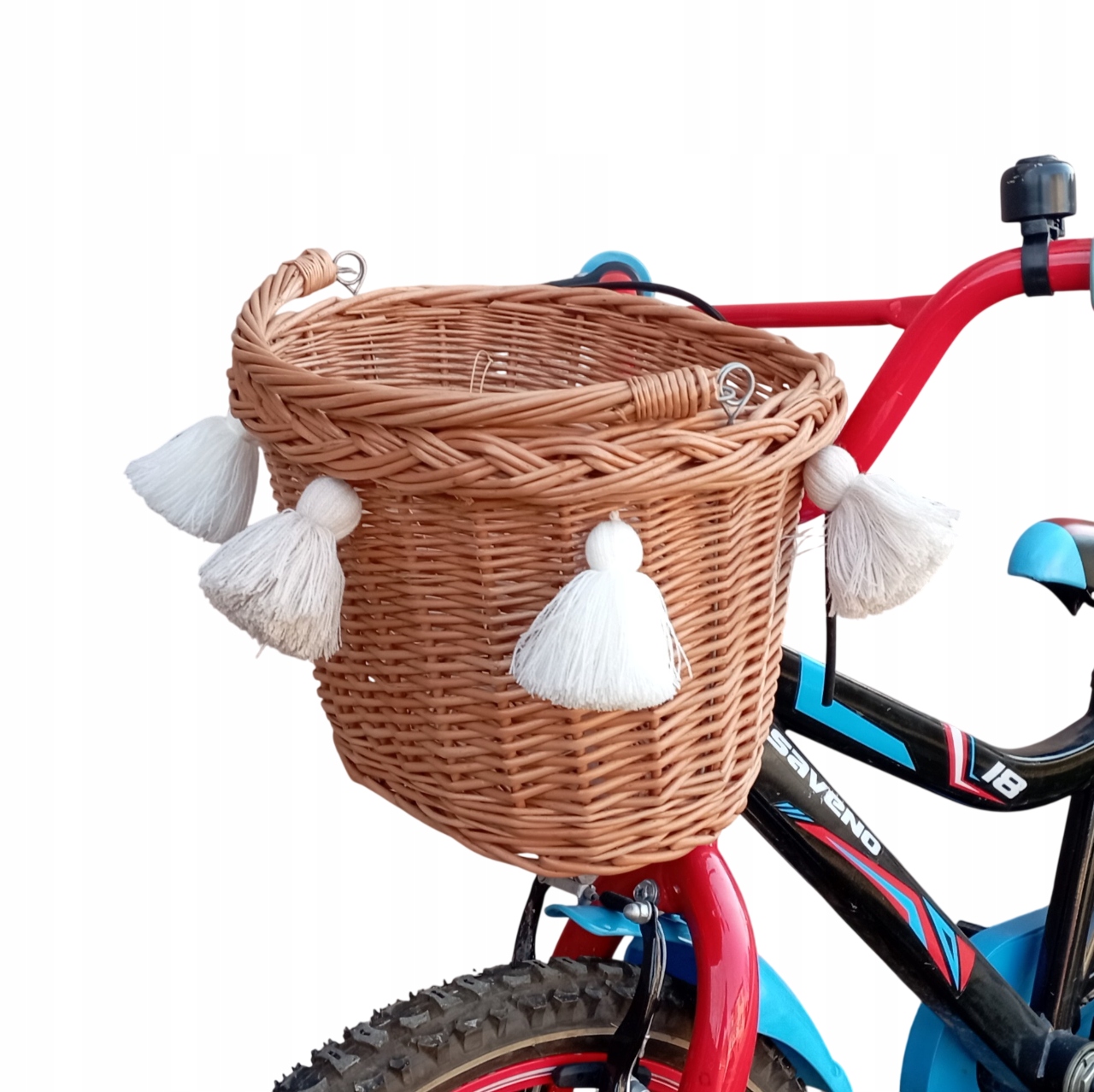 Wiklinowy koszyk na rower Dziecięcy Naturalny kosz rowerowy dla Dzieci