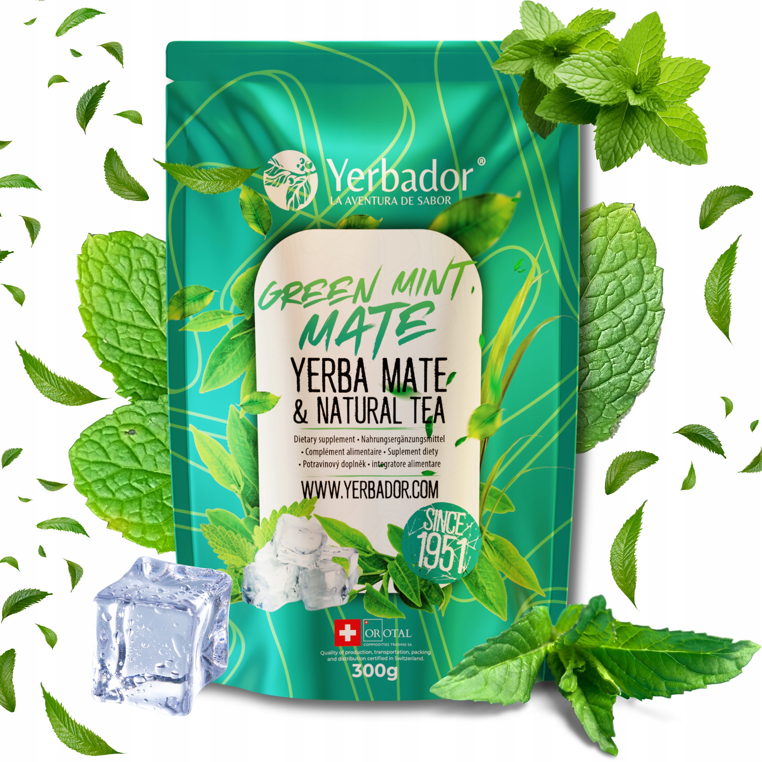 Levně Yerba Mate Yerbador Green Mint Osvěžující zelená Máta Přírodní 300 g