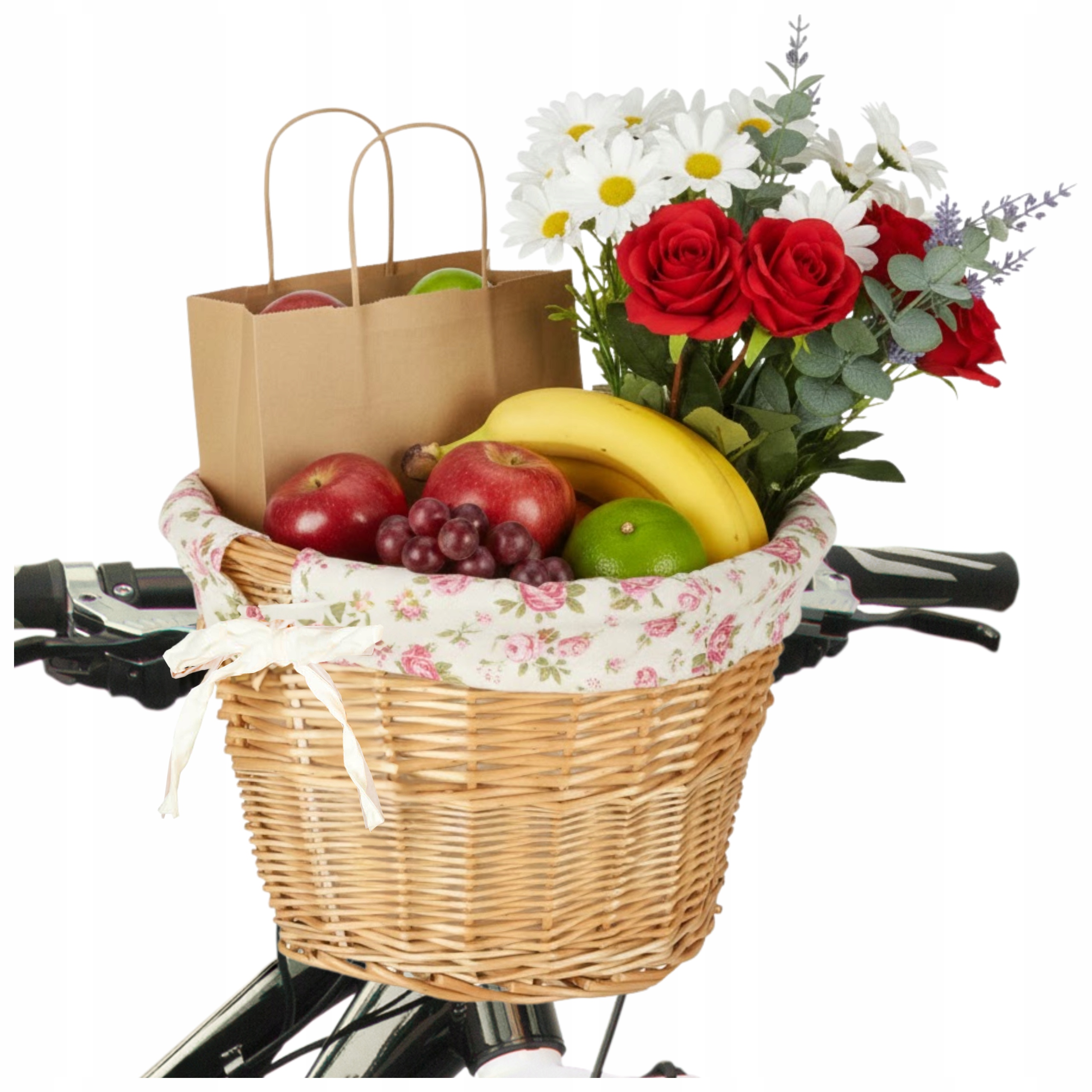 Kosz Wiklinowy Pleciony Koszyk Rowerowy Przedni Na Kierownicę Click Zakupy