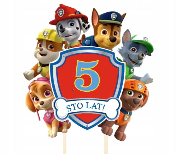 

Topper Psi Patrol Na Tort Dekor 5 Urodziny