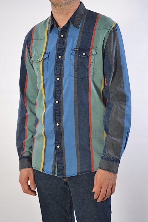Wrangler Ls 2PKT Western Shirt Viridis Green Pánská Košile Velikost L
