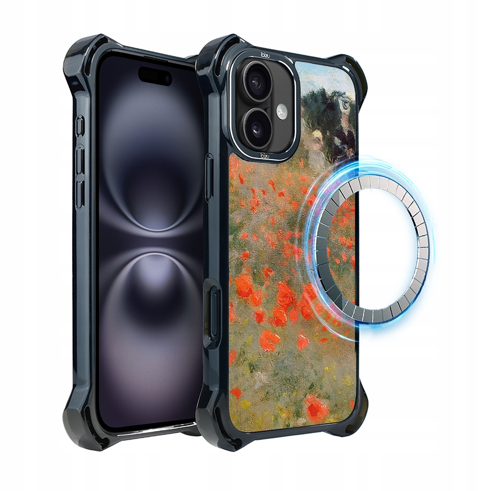 Pouzdro pro iPhone 16 Plus Ibizu DropGuard Ultra s MagSafe, pole máků