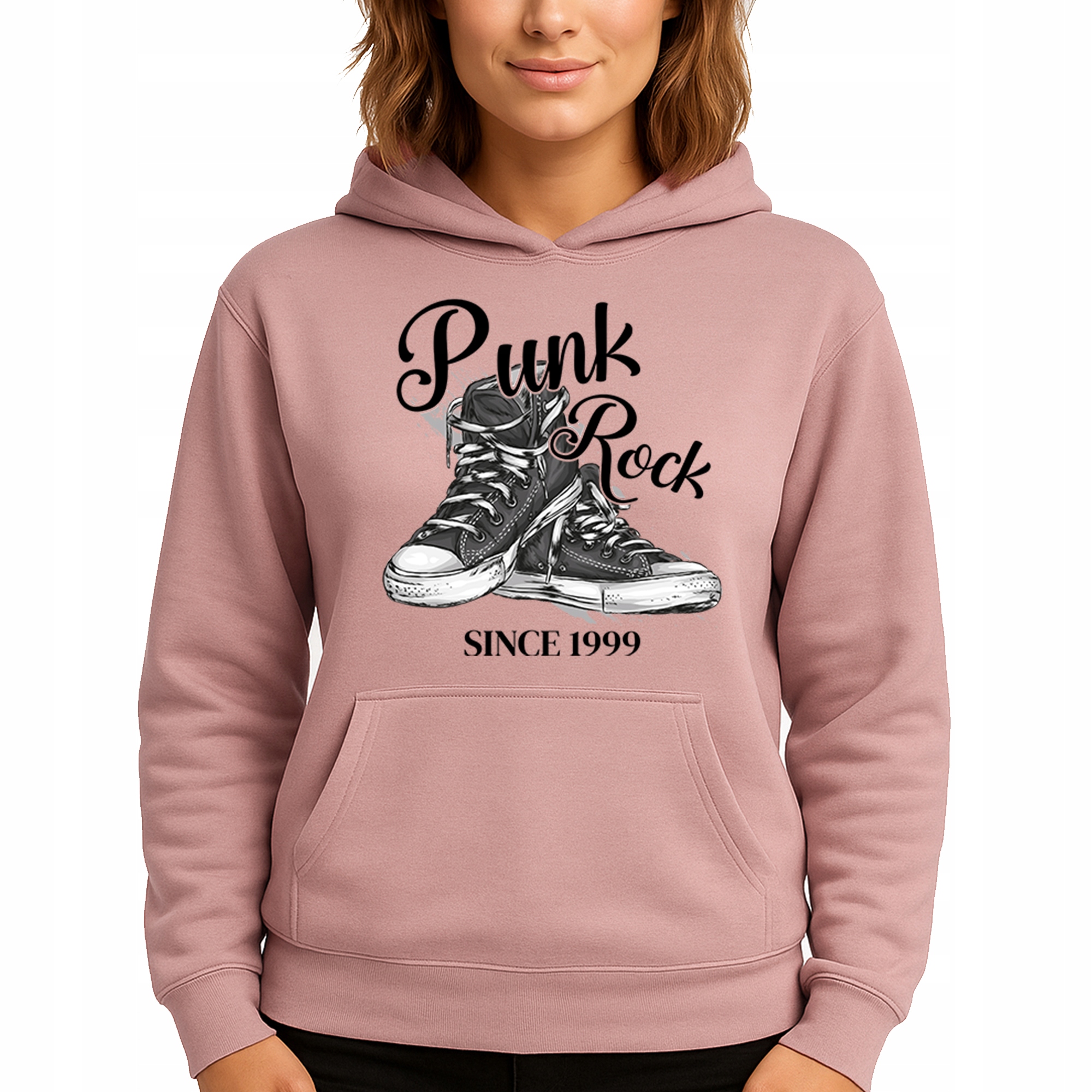 Mikina Růžová Hoodie S Kapucí Dárek Pro Ni Punk Rock Velikost S
