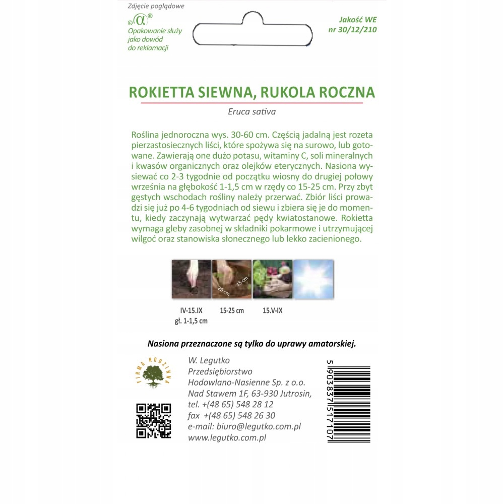 Nasiona Rokietta siewna, Rukola jednoroczna, 0,5g — 4