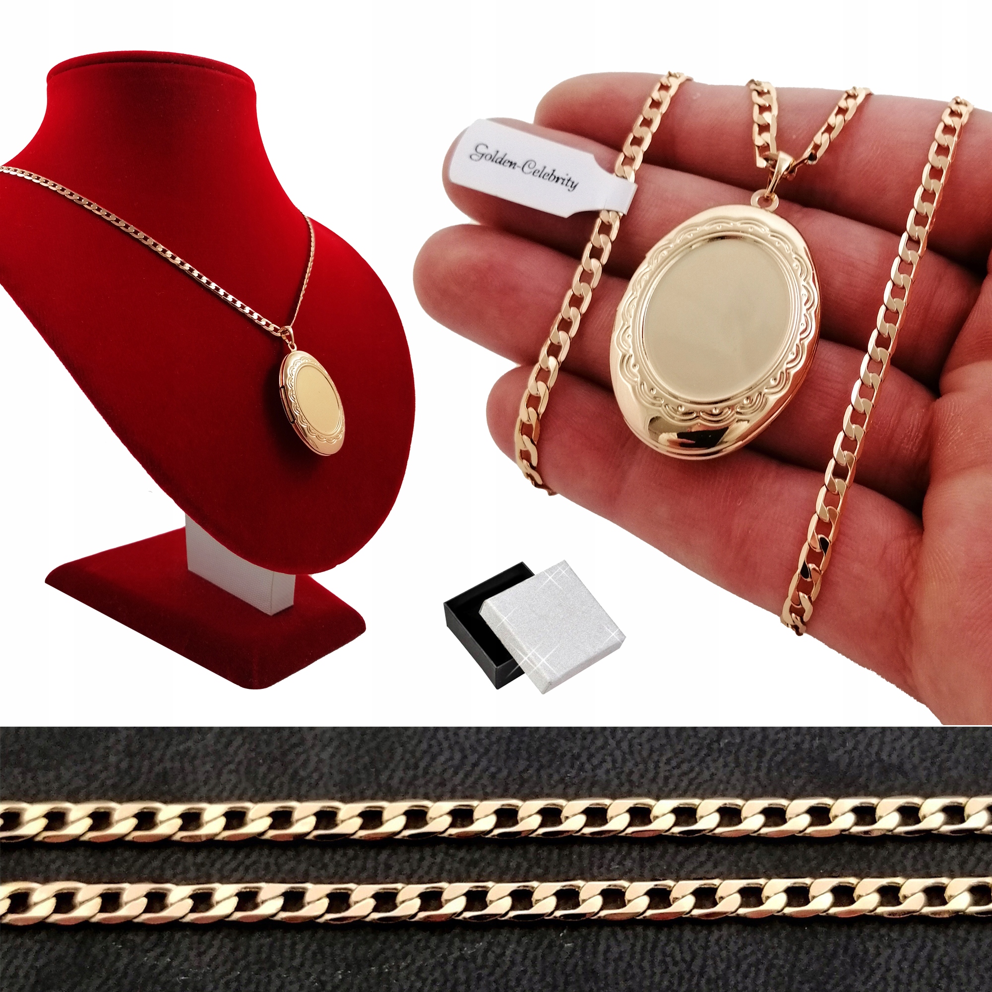 

Złoty Naszyjnik Puzderko Sekretnik Otwierany 45CM