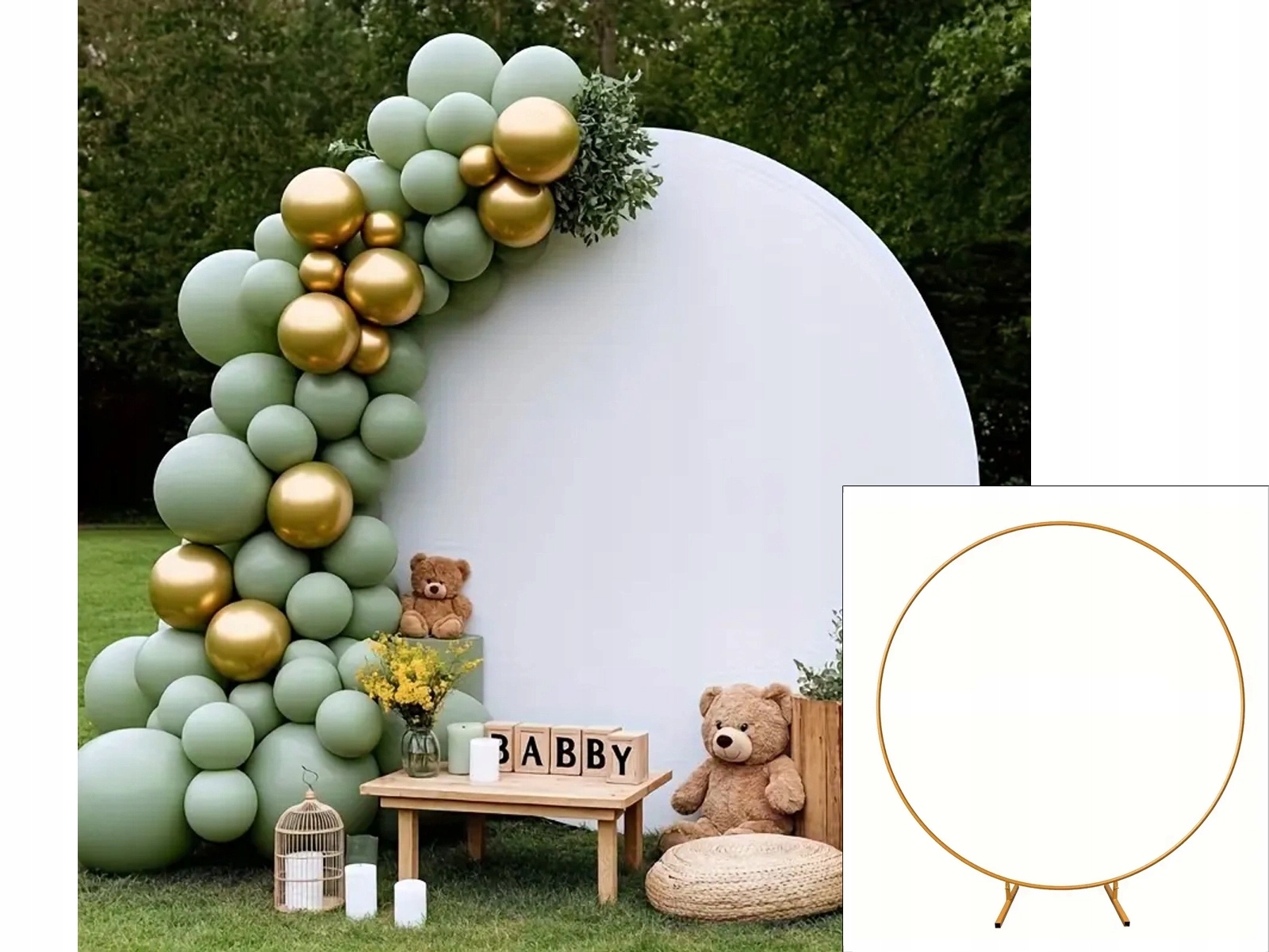 Sada rámu a obalu pro kulatou balónovou stěnu 200 cm Pozadí Stěna