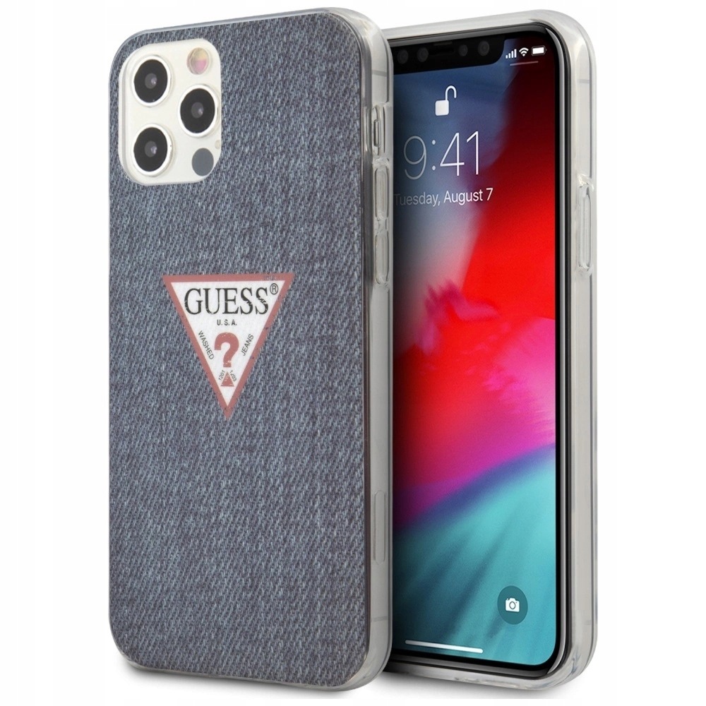 Etui Guess Jeans Collection na iPhone 12 Pro Max granatowe