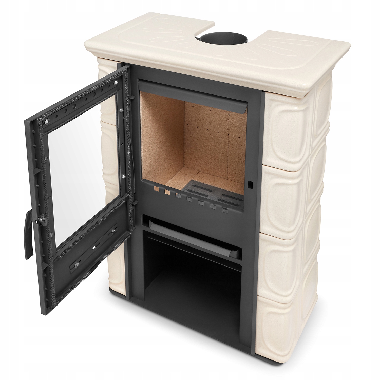 Kominek kaflowy piec wkład kominkowy wolnostojący koza ELDUR cappuccino Marka Flama