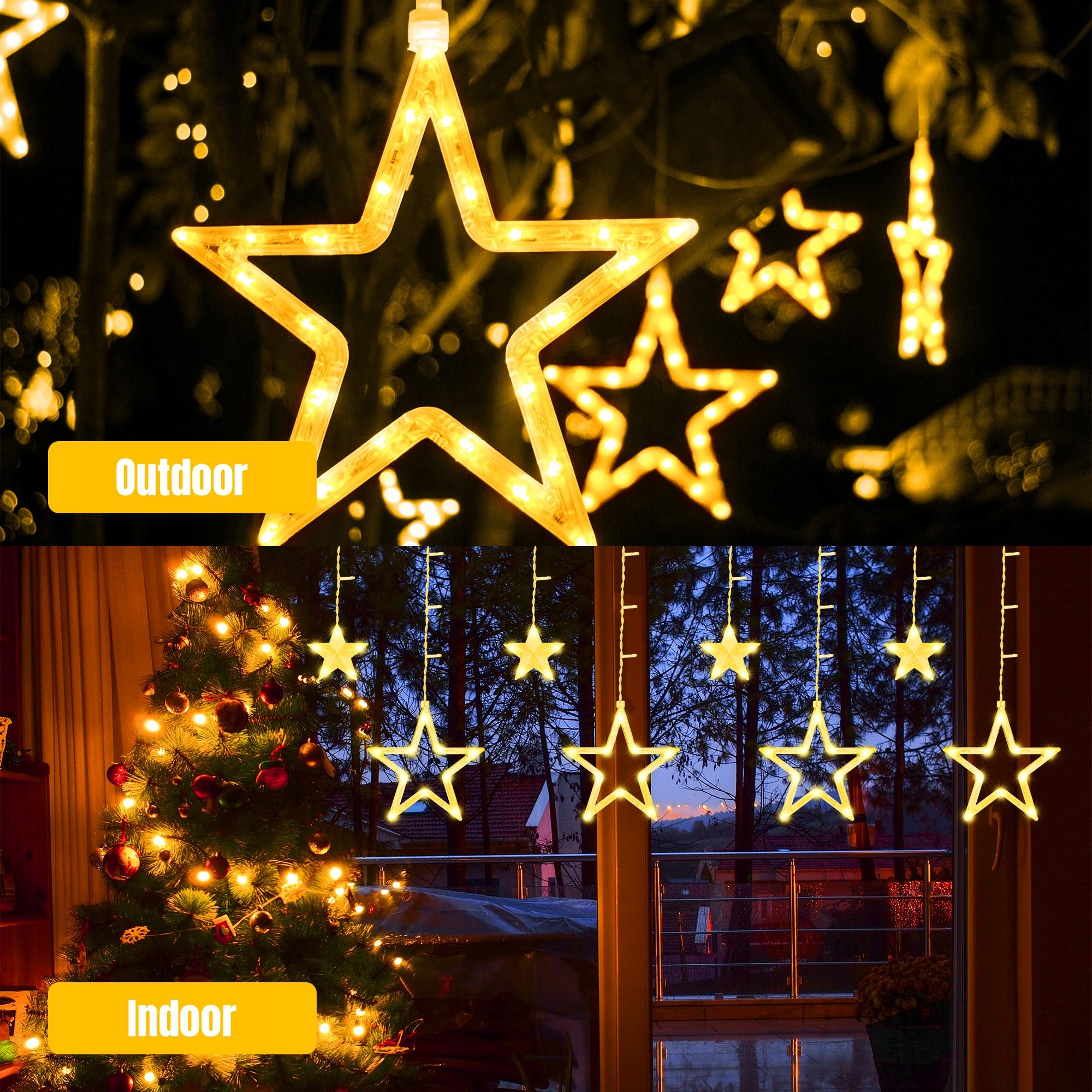 BELLAACHTUNG Kurtyna Świetlna 2.3M 138 LED Gwiazdy Świąteczne — miniatura 7
