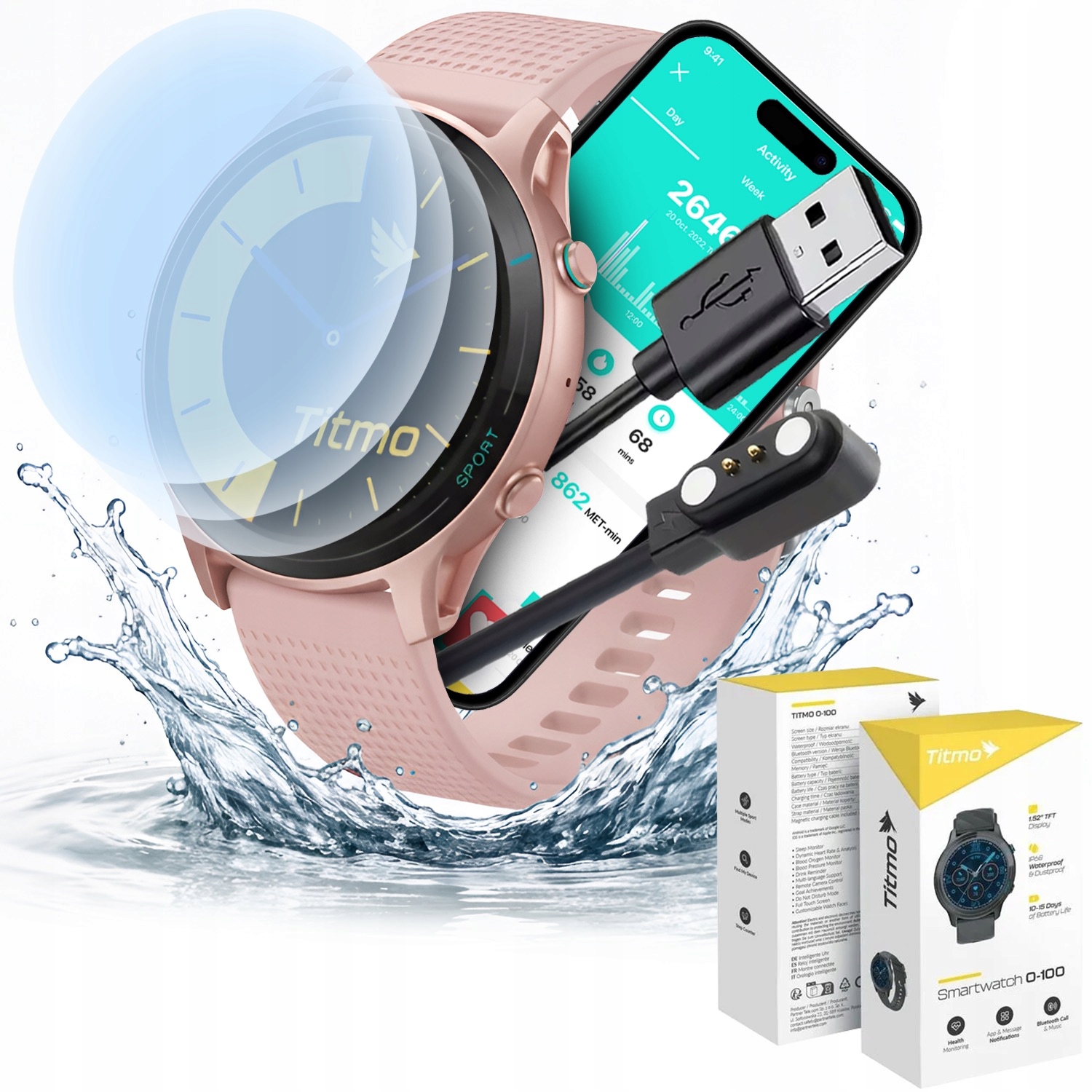 Chytré Hodinky Dámské vodotěsné hodinky Růžové Hovory Sport Pl 3x Sklo