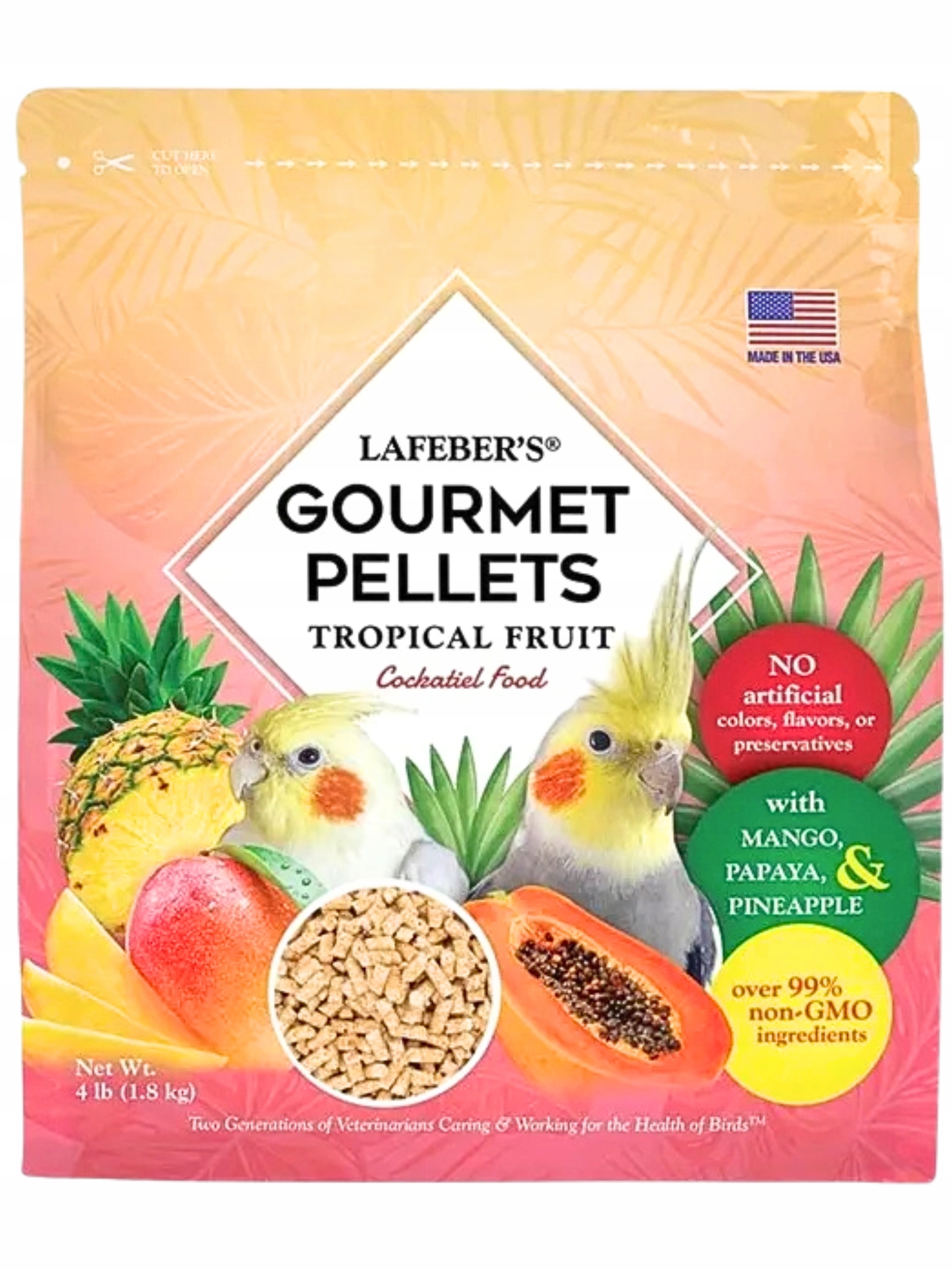 Levně Lafeber- Tropical Fruit – Krmivo pro papoušky: granule s ovocem pro nymfy