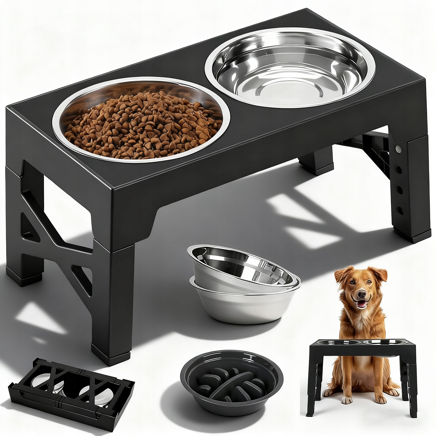 Levně Výškově Nastavitelné Stojany Na Krmivo Pro Kočky A Psy, Protiskluzové