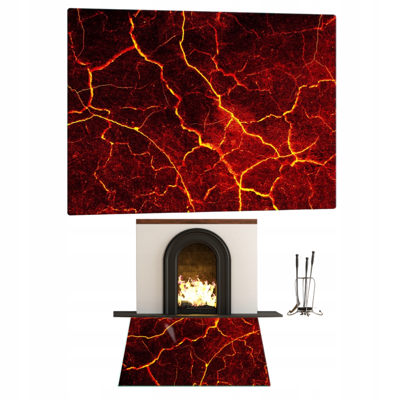 Sklo Pod Krb Tvrzené Sklo Podstavec Rozměr 65x60 cm Grafika Láva