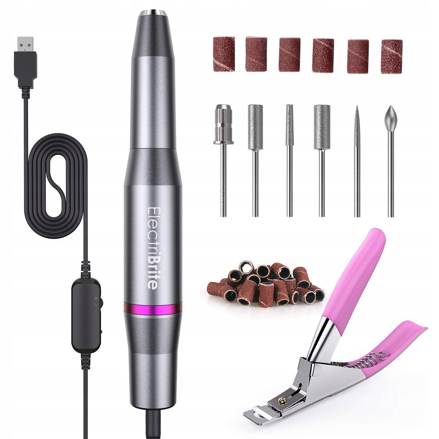 Bruska Na Nehty Manikúra Pedikúra Na Usb Silná Frézovací Bity Odstřihovač