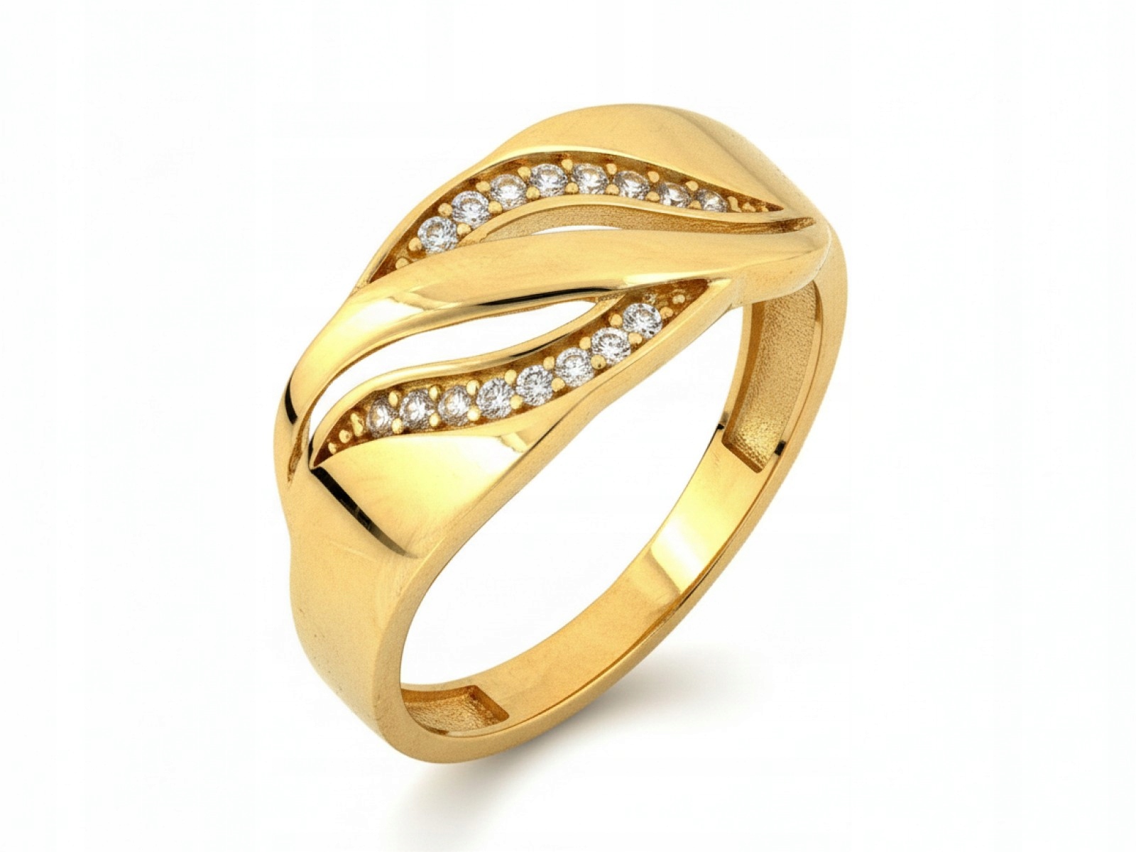 Prstýnek pro ženu ze zlata 585 s kamínky, stylový, značkový