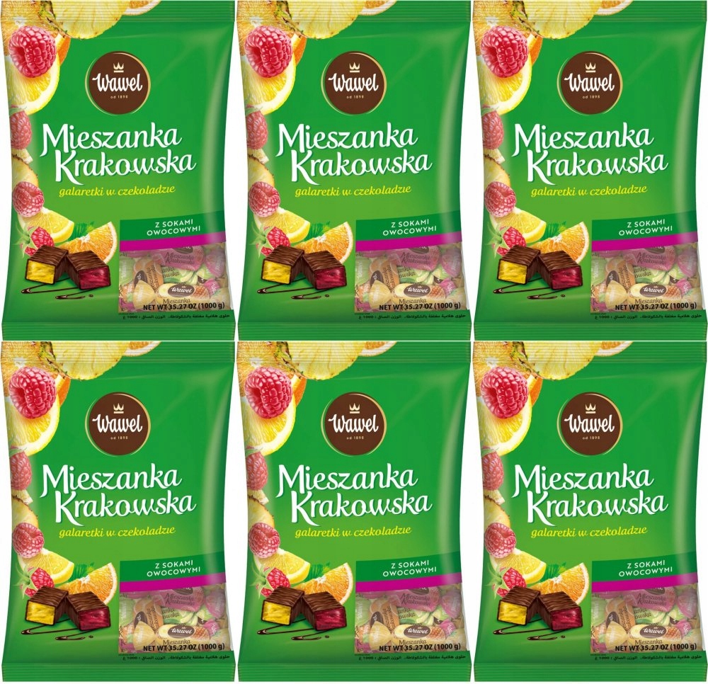 Cukierki Mieszanka Krakowska galaretki w czekoladzie Wawel 1kg 1000g x6