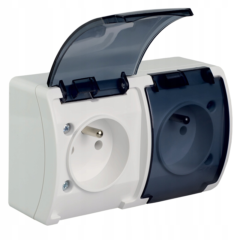 GNIAZDO PODWÓJNE HERMETYCZNE NATYNKOWE Z KLAPKĄ