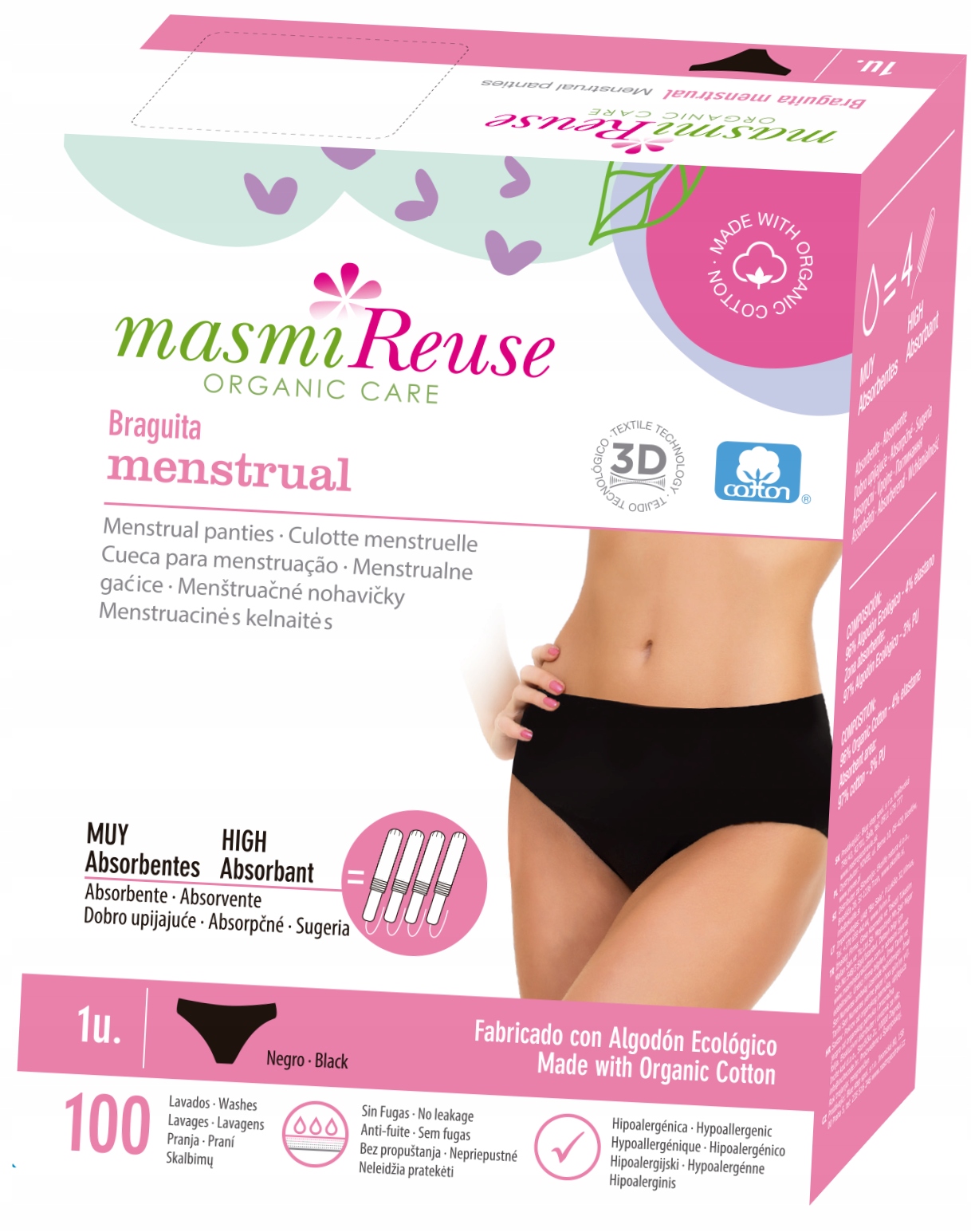 Majtki menstruacyjne Classic Bio M bawełna Masmi Eko 100 prań 1 szt.