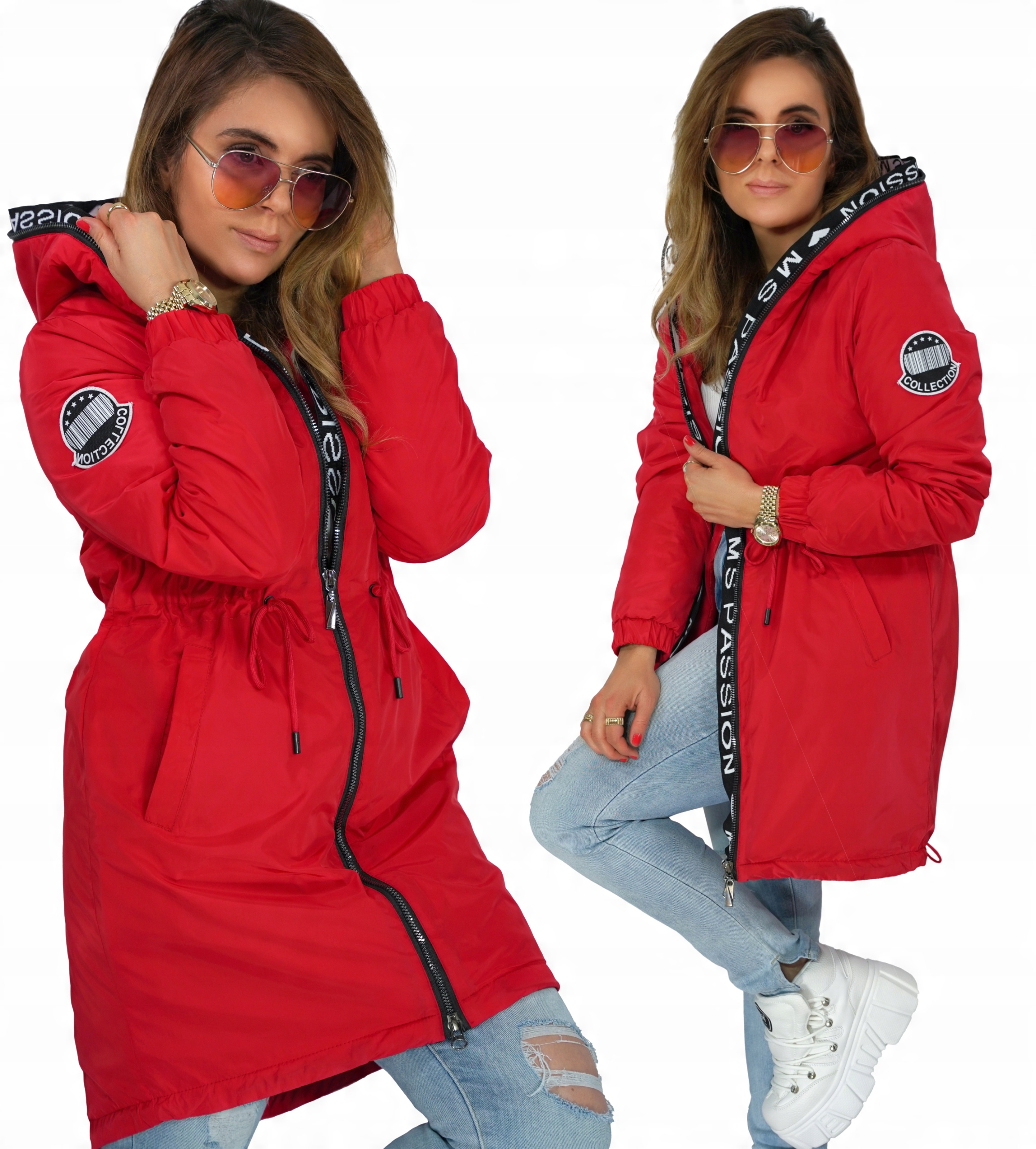 

Parka Przejściowa Kurtka kaptur Passion czerwona L