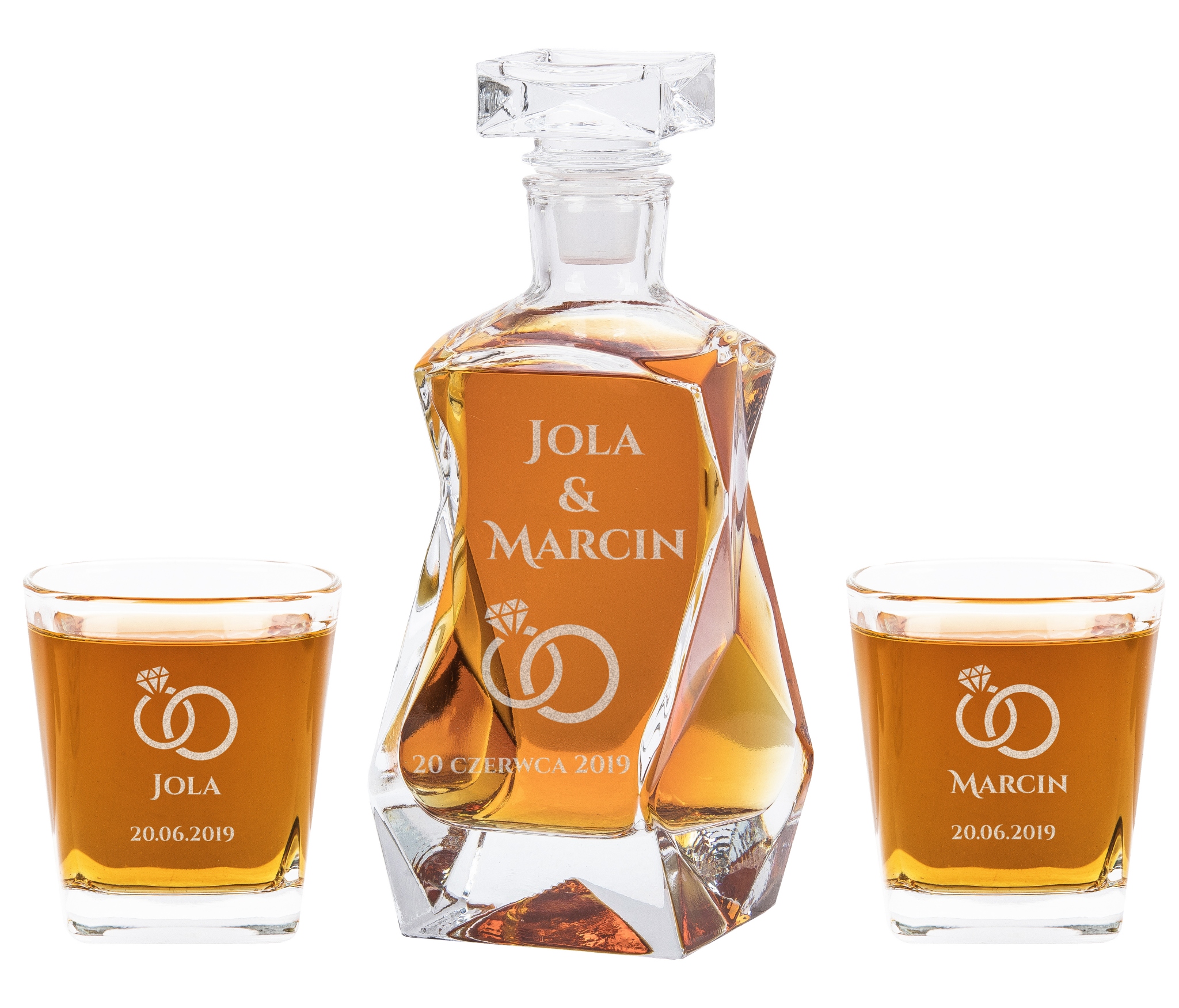 

Ślub Wesele Karafka Grawer 2 Szklanki Do Whisky