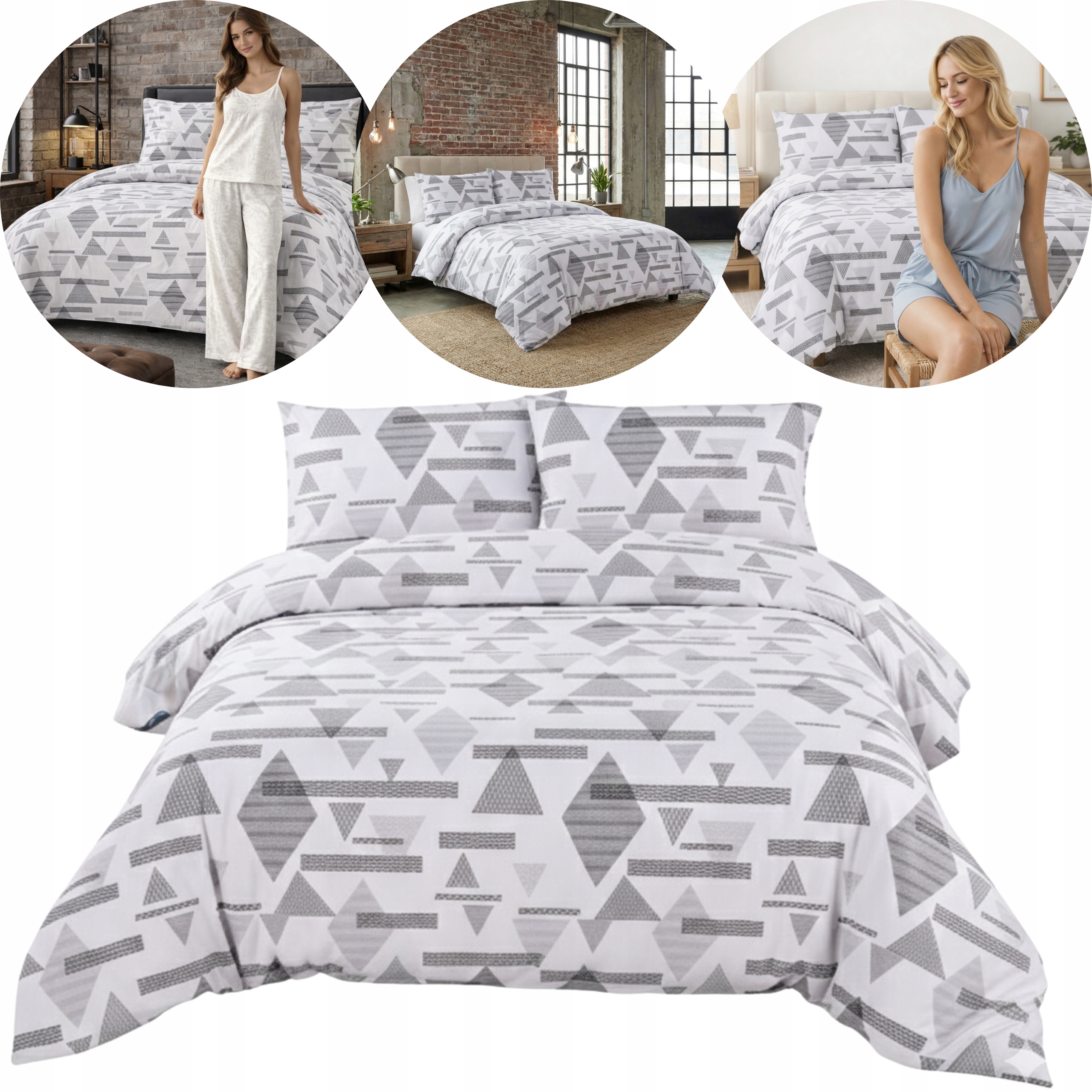 Sada Povlečení Rosa 200 x 220 cm 2 povlaky na polštáře 70 x 80 cm Geometrický vzor