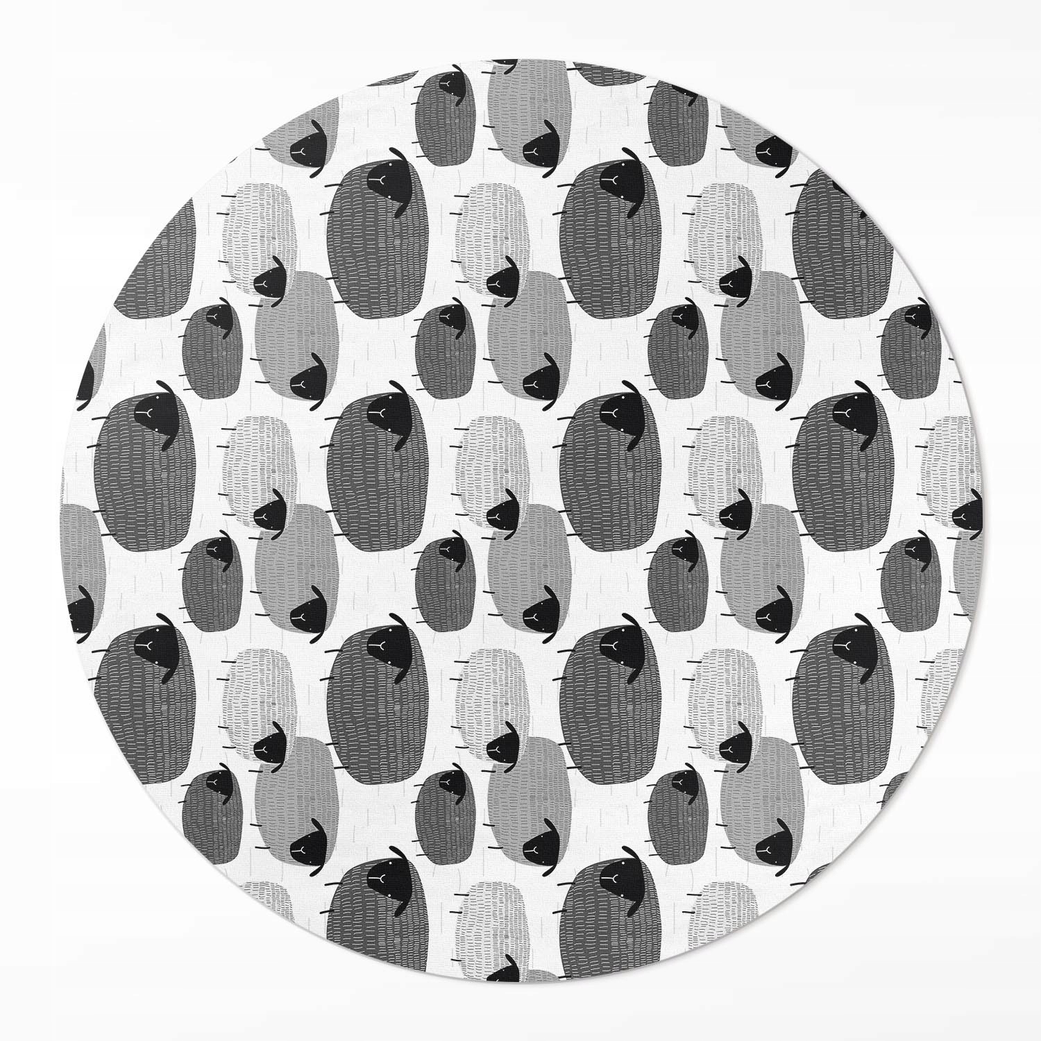 Dekoratívny okrúhly vnútorný koberec Maľované ovce s pravidelným vzorom ⌀ 110 cm