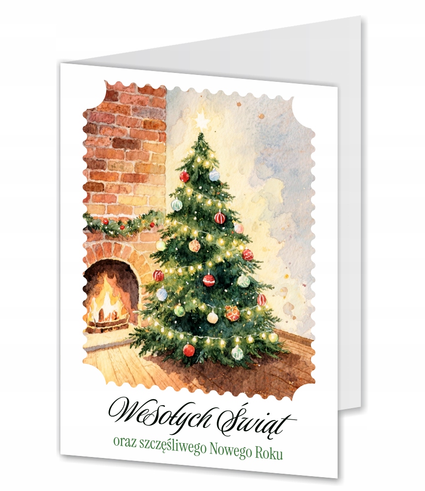 KARTKA SKŁADANA ŚWIĄTECZNA Z ŻYCZENIAMI - BOŻENARODZENIE NOWY ROK