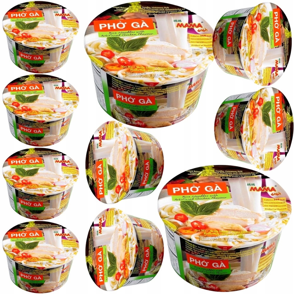 10x Zupka Pho Ga Makaron Ryżowy z Kurczakiem Vermicelli Cup 65g Mama