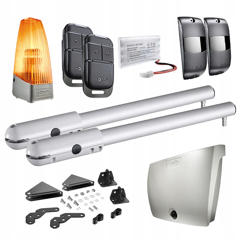 Somfy napęd do bramy dwuskrzydłowej Sgs Essential 2x pilot akumulator lampa