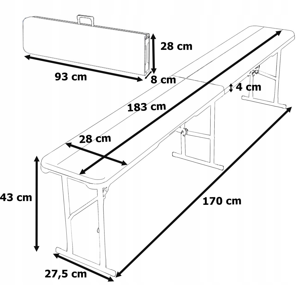 ŁAWKA CATERINGOWA OGRODOWA WOODLAND Kolor czarny