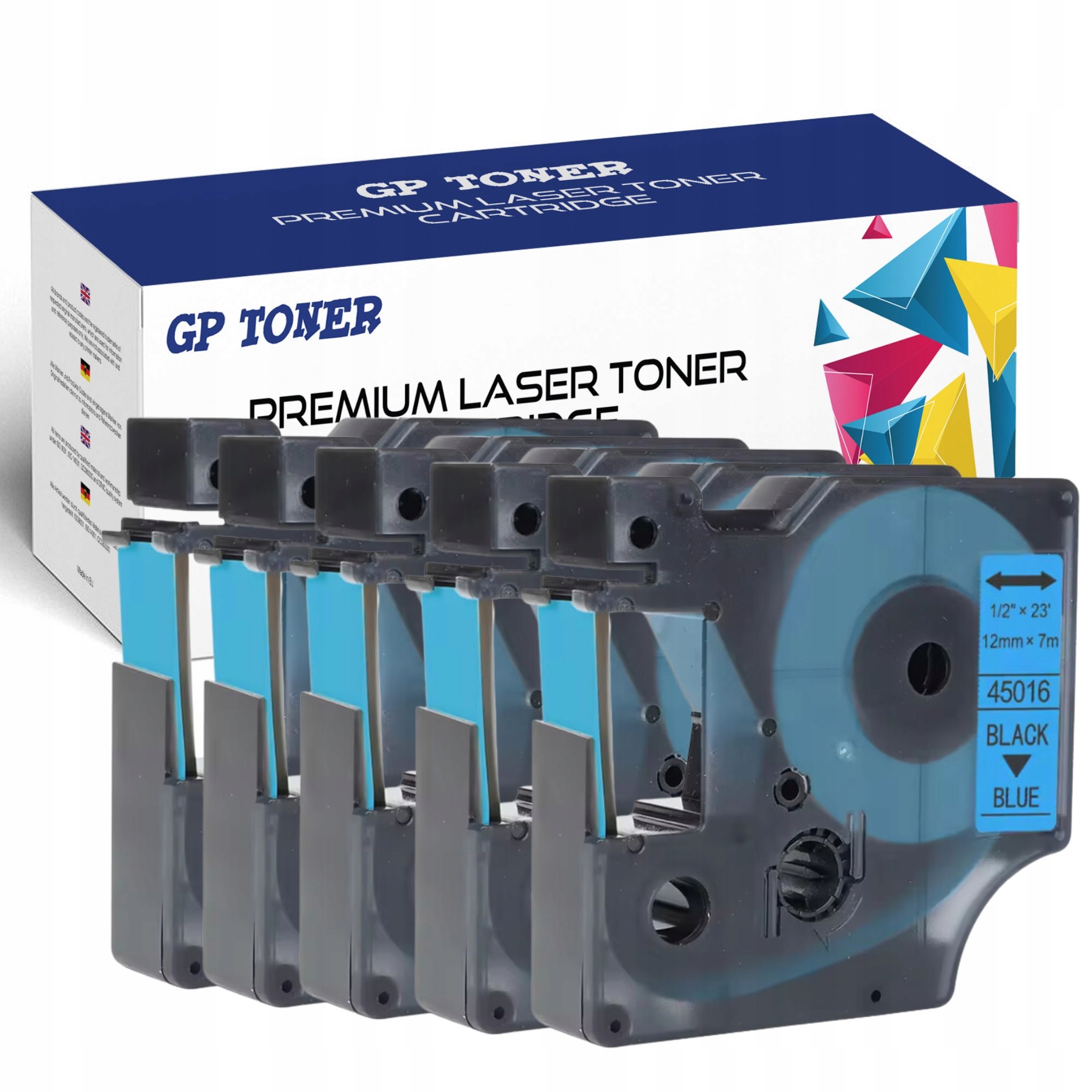 5x Páska pro Dymo D1 12 mm 7 m Modročerná 45016 Odolná a spolehlivá