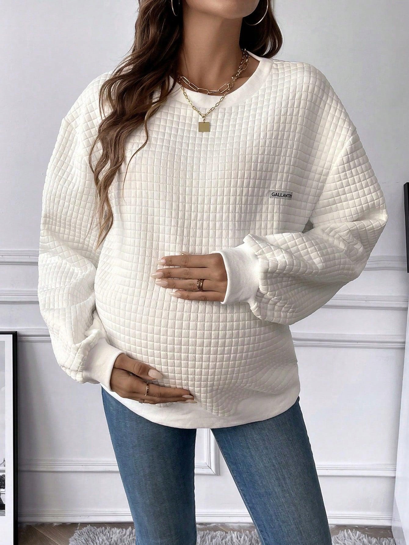 BIAŁA CIĄŻOWA BLUZA PIKOWANA TEKSTURA KLASYCZNA PROSTA DŁUGI RĘKAW SHEIN 38 Szerokość pod pachami 56 cm