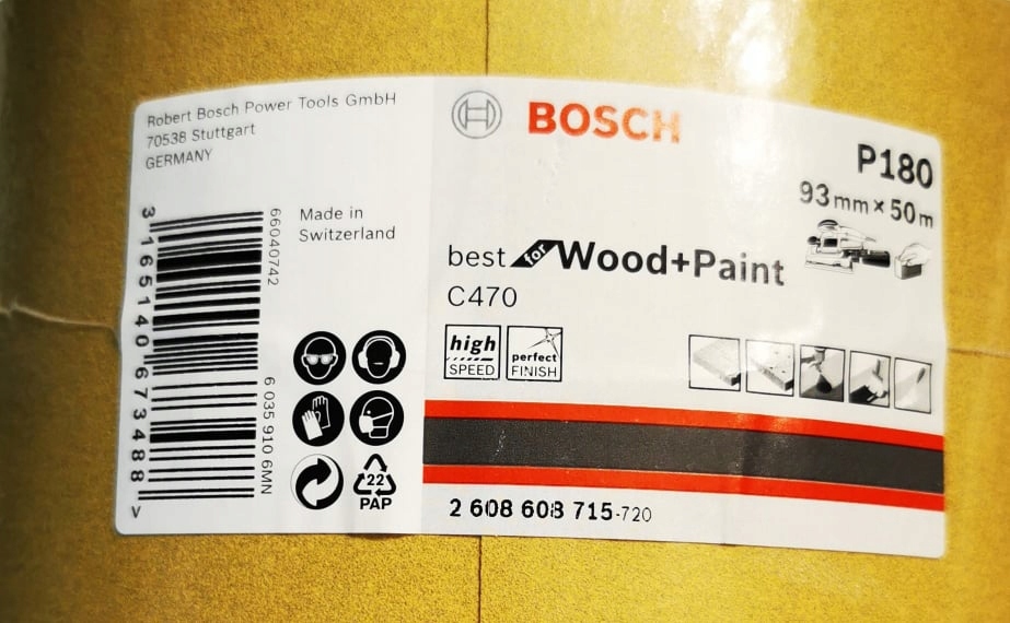 

Bosch Papier ścierny rolka 93mmx50m P180 C470