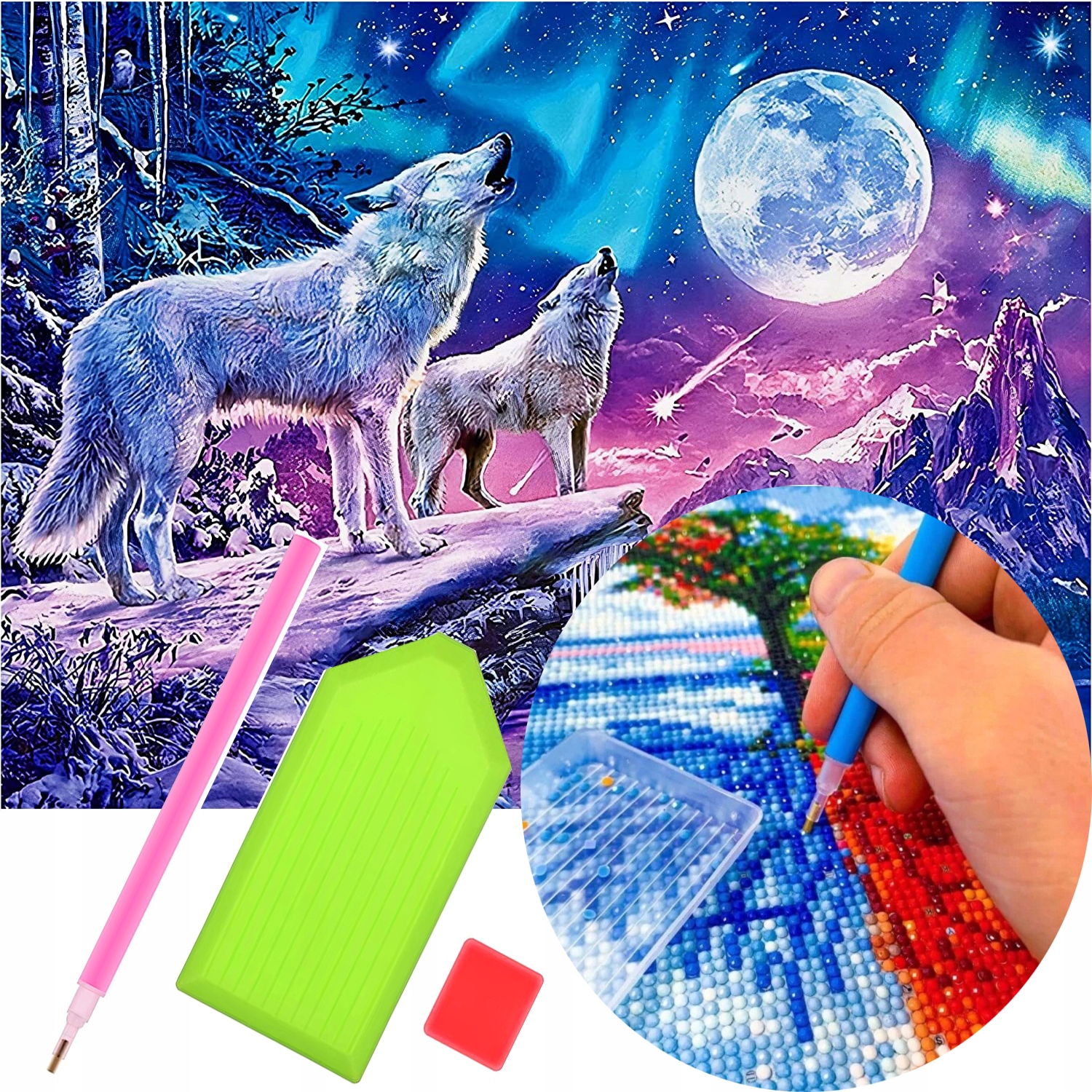 

Wilki Haft Diamentowy 40x30cm Obraz 5D Mozaika 00