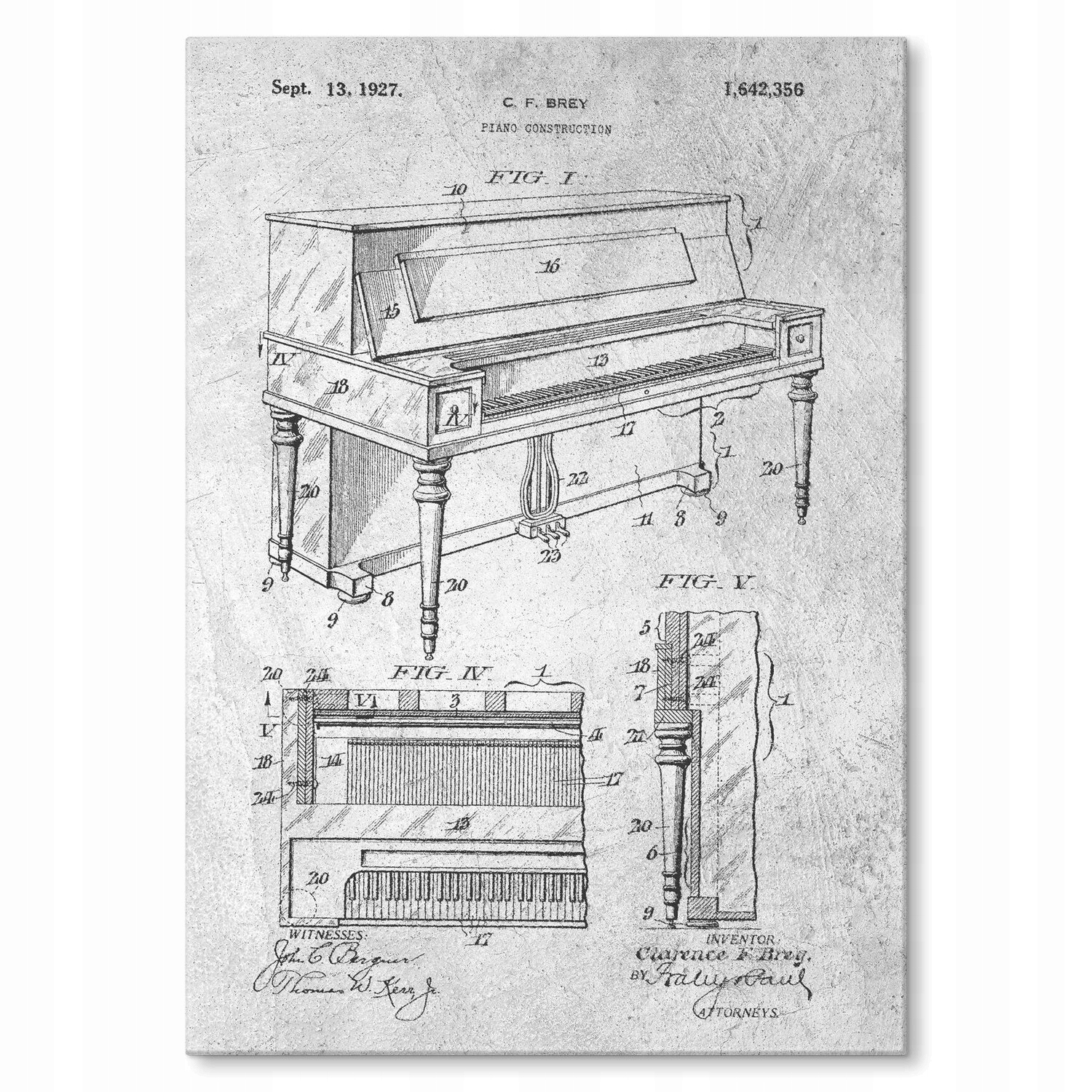 Kovový plakát Piano construction Stone Szyld Plech 42 x 59,4 cm Dárek