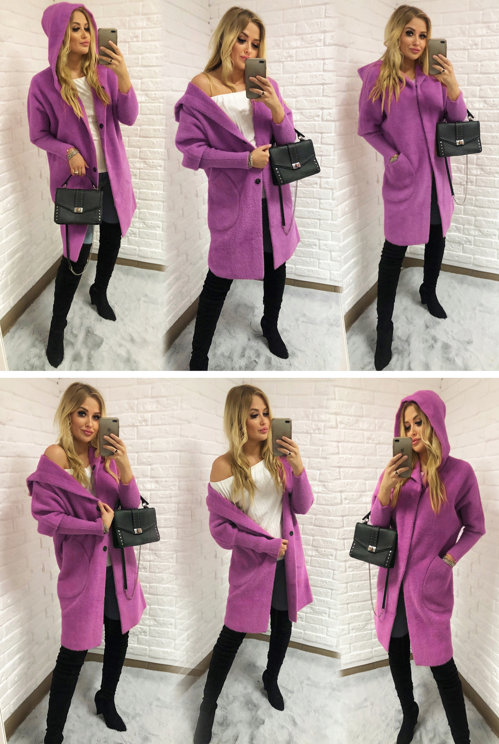 ALPAKI SWETER PŁASZCZ WEŁNA KOLORY oversize DŁUGI Dekolt inny