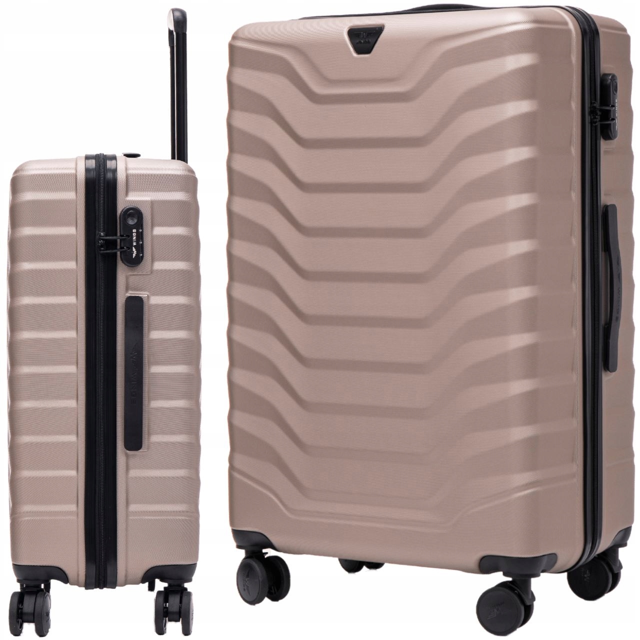 Velký kufr XXL odbavené zavazadlo z Abs+ na 4 kolečkách Wings Champagne