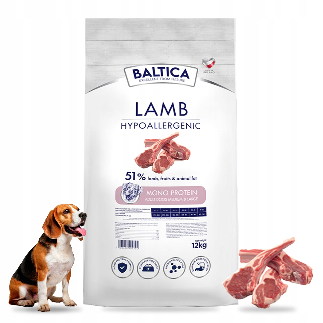 Baltica Adult Hypoallergenic Medium Lamb&rice dla Psa Jagnięcina Ryż 12KG
