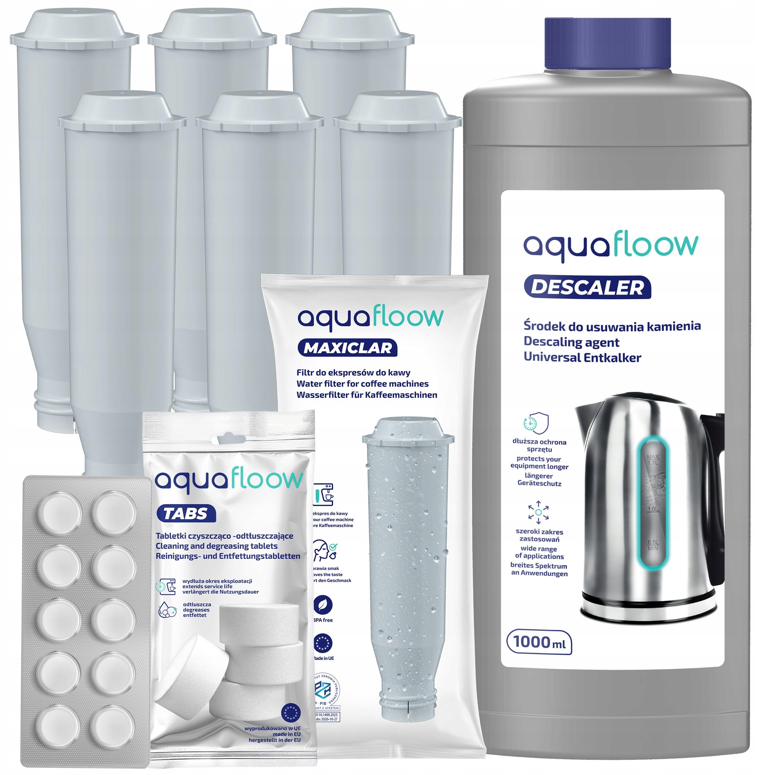 6x filtr do wody AquaFloow do ekspresu Nivona odkamieniacz 1l tabletki