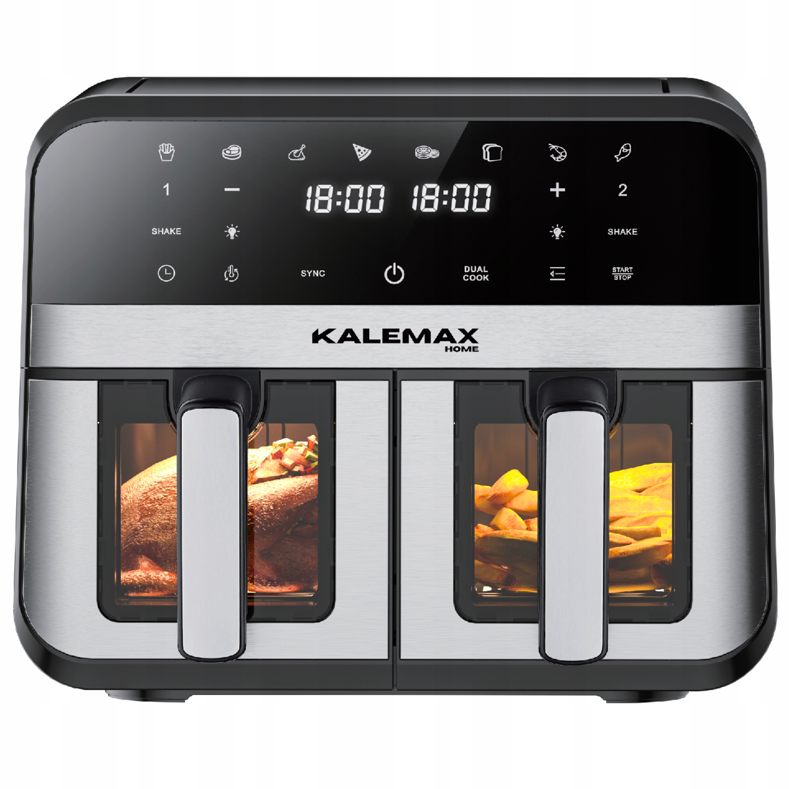 Frytkownica Beztłuszczowa 9L Podwójna Frytownica Airfryer Dwukomorowa LCD