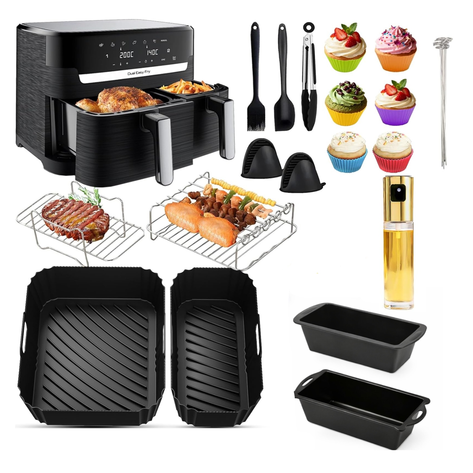 Sada Příslušenství Pro Philips Airfryer Dual Basket Atomizér Formy Rošty