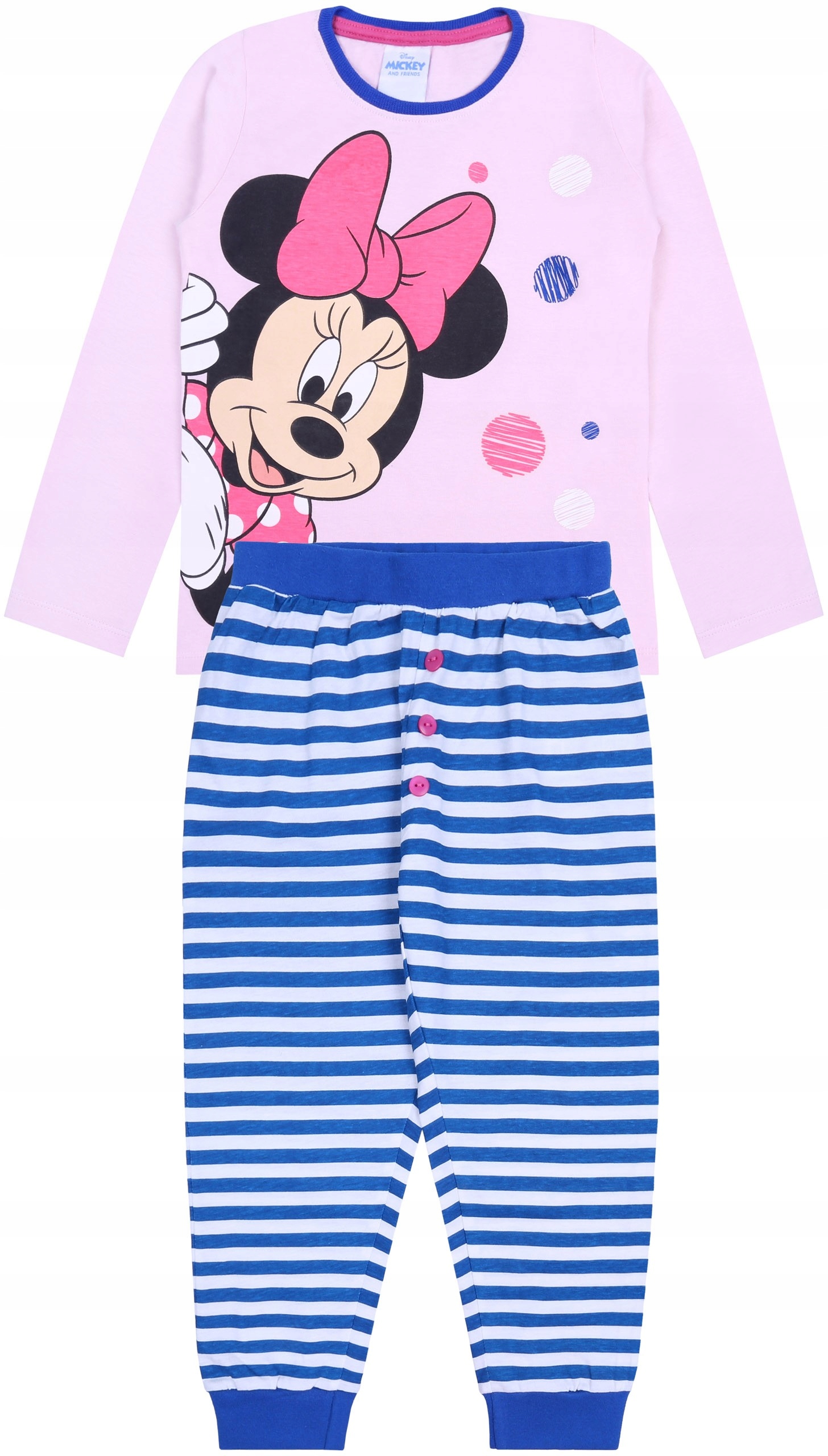 

Różowa piżama dziewczęca w paski Myszka Minnie