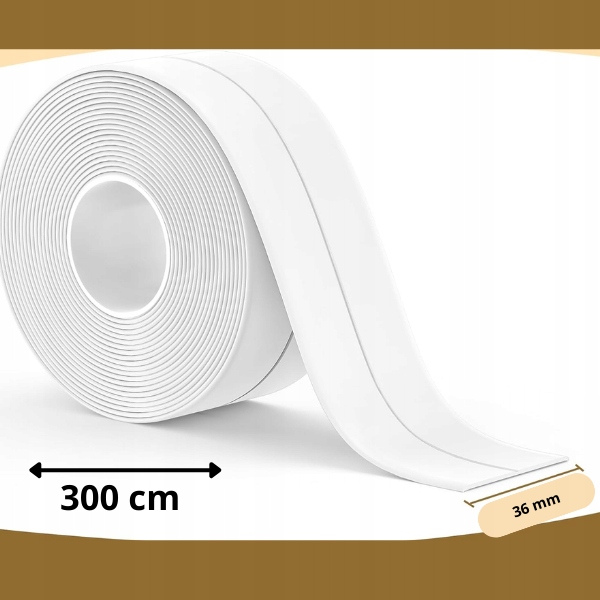 TAŚMA USZCZELNIAJĄCA DO WANNY BRODZIKA UMYWALKI WODOODPORNA 3 metry x 36mm Długość 320 cm