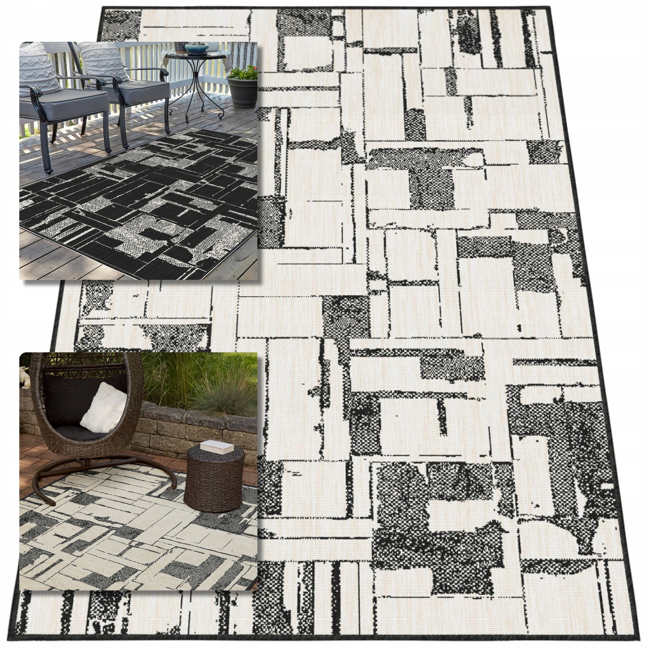 Koberec 180x260 Lana Bílý Černý Šňůrkové Koberce Tkaný Koberec