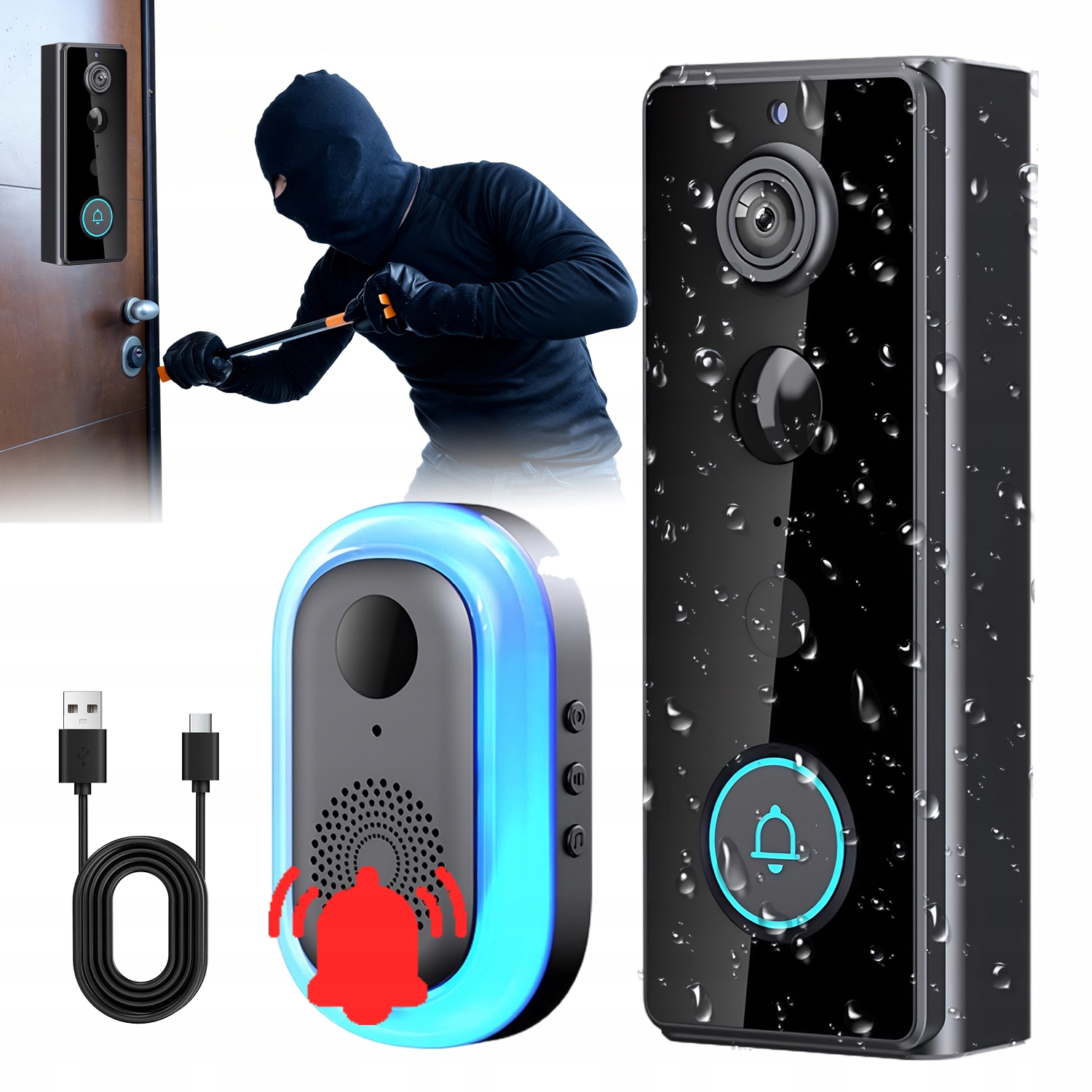 Videotelefon Smart 2K Hd Obousměrný Hovor Voděodolný IP65