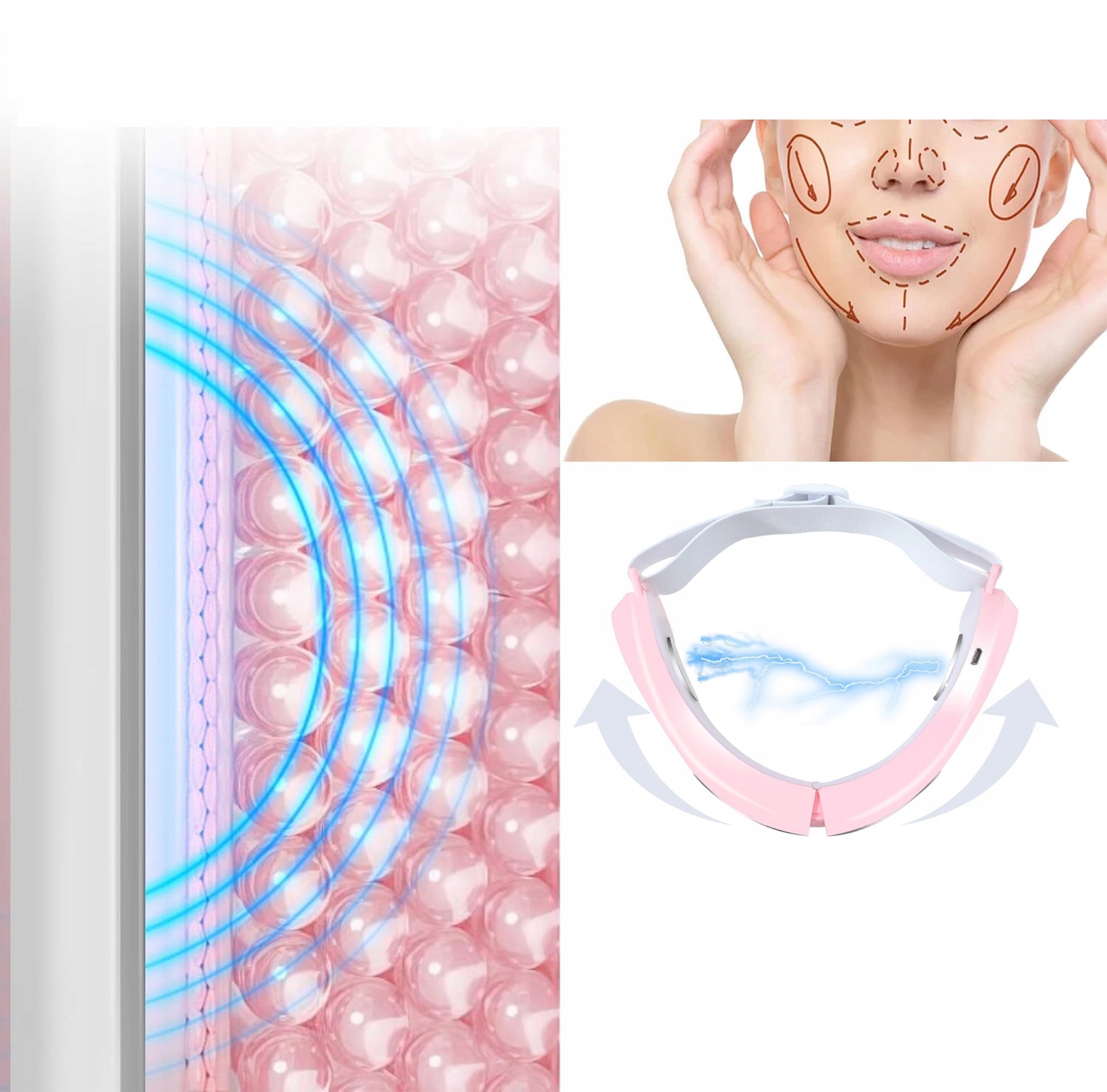 MASAŻER TWARZY LIFTING V PODBRÓDKA TERAPIA LED 2w1 Marka bez marki