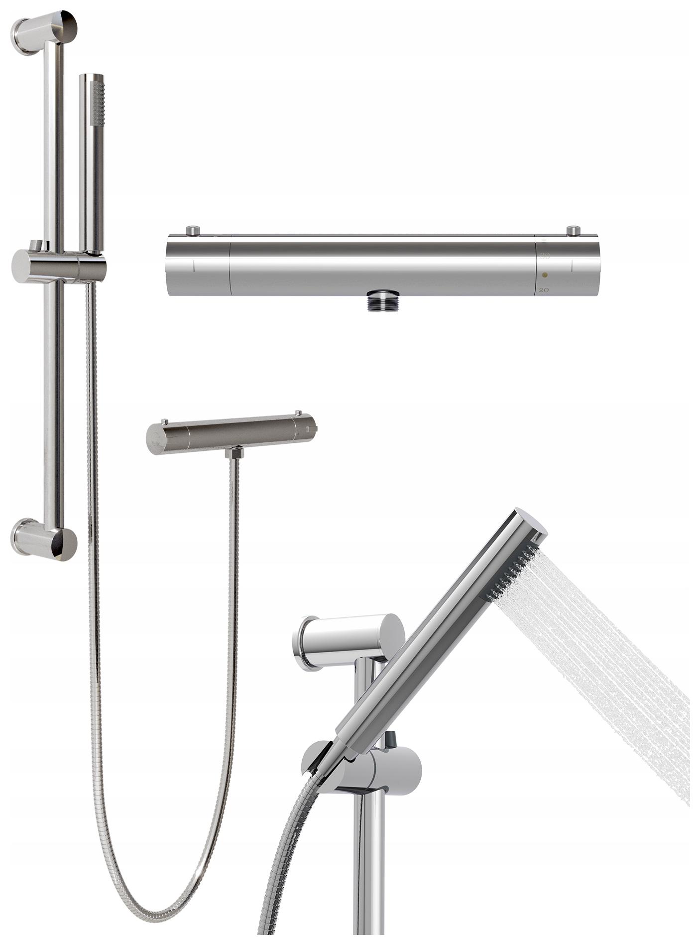 Sprchový Set Strieborný Slúchadlo Sprcha Kúpeľňa Della Batéria Ripon