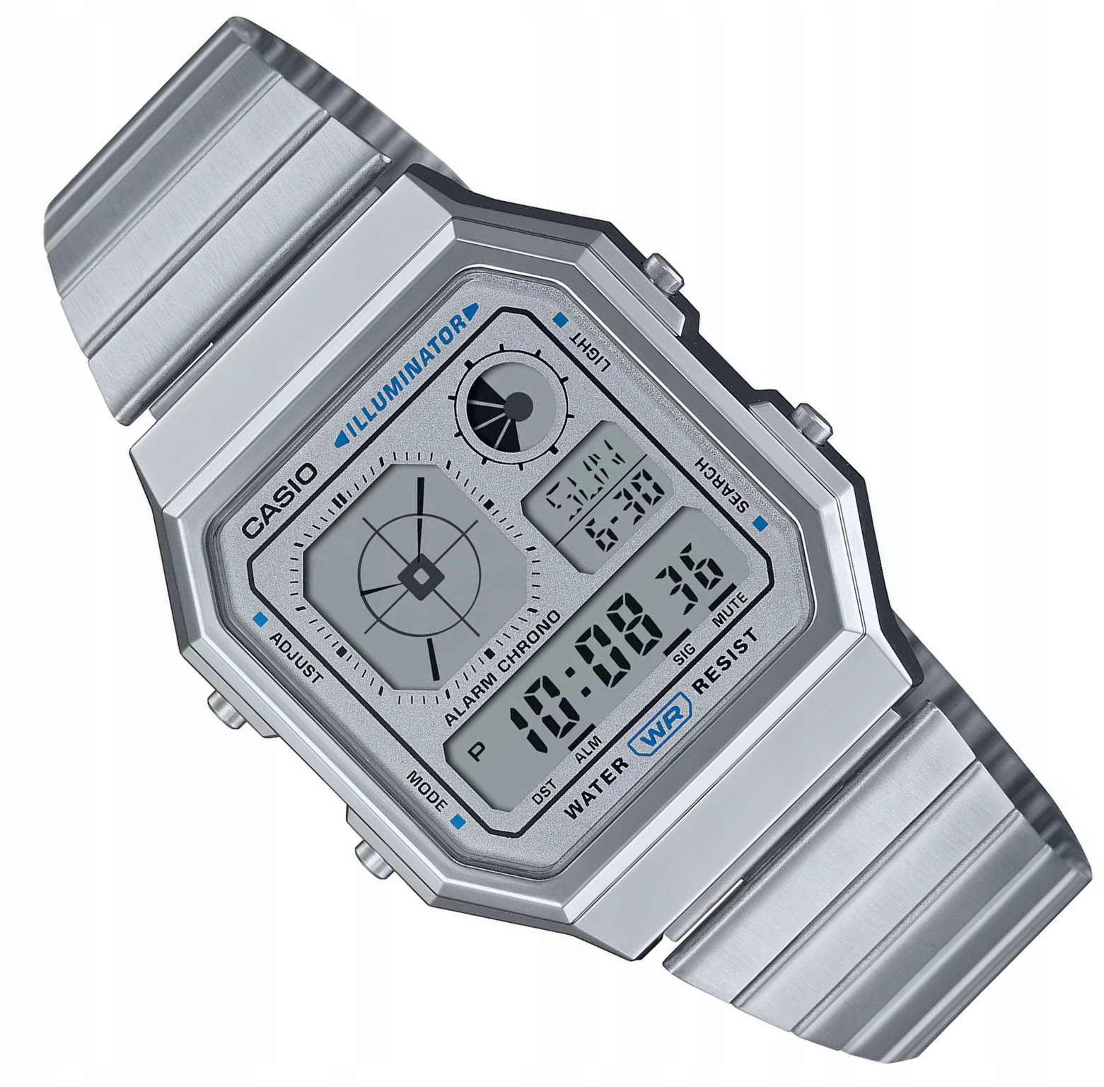 Stříbrné Elektronické Hodinky Casio Retro Vintage Unisex A130WE -7AEF